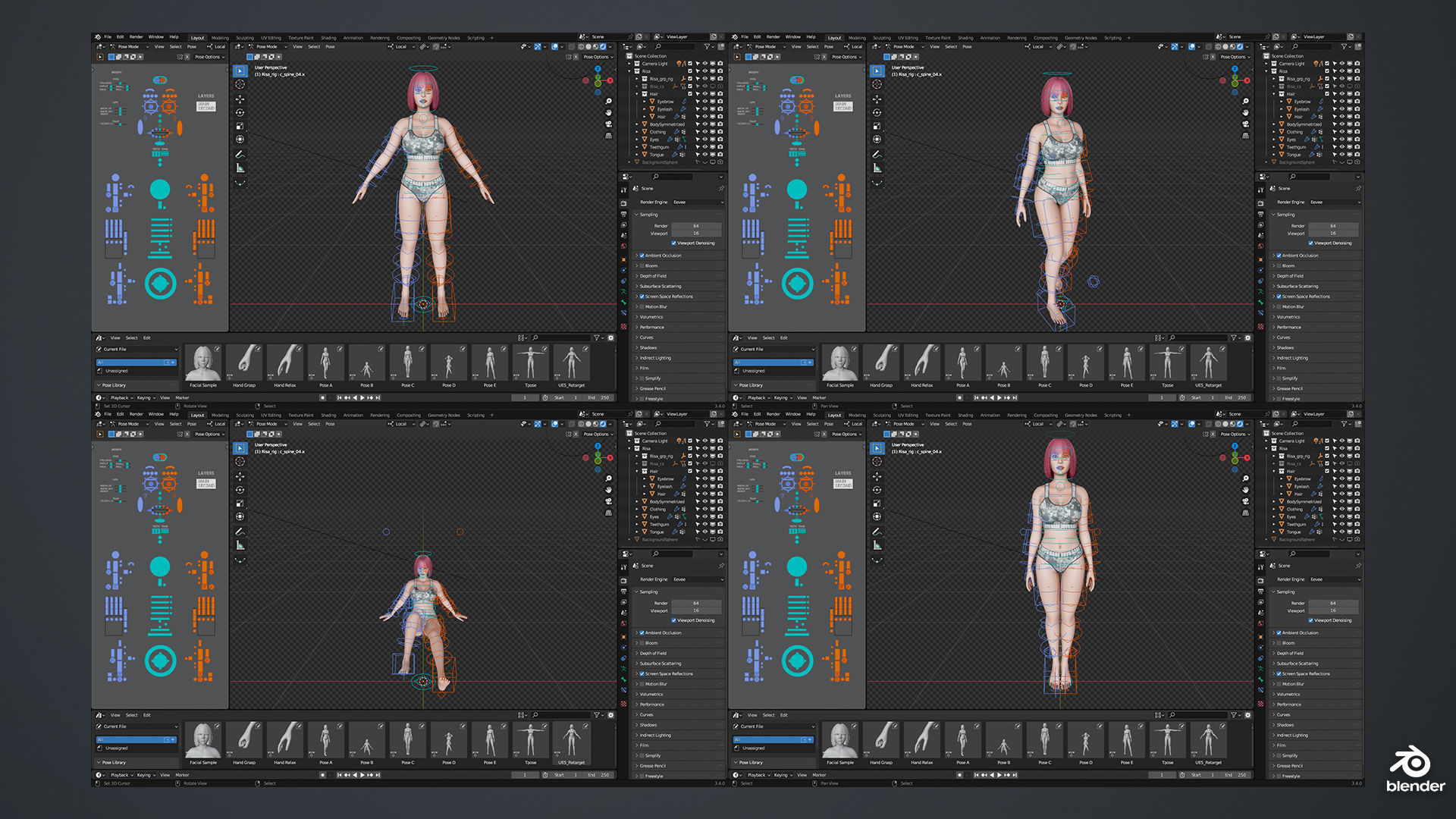 Risa - Female Character Base Mesh Version 1 Low-poly 3D model_5