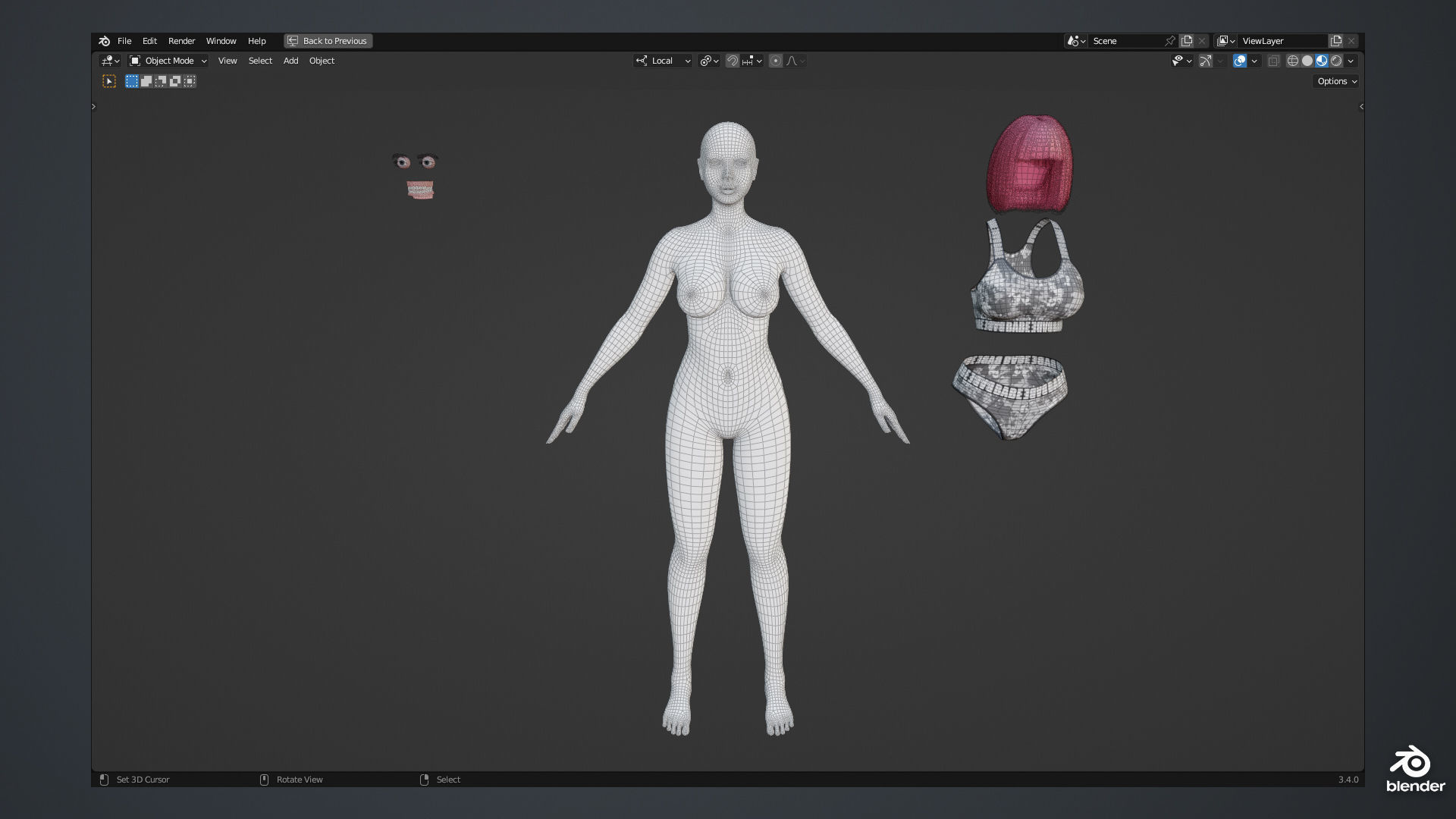 Risa - Female Character Base Mesh Version 1 Low-poly 3D model_7