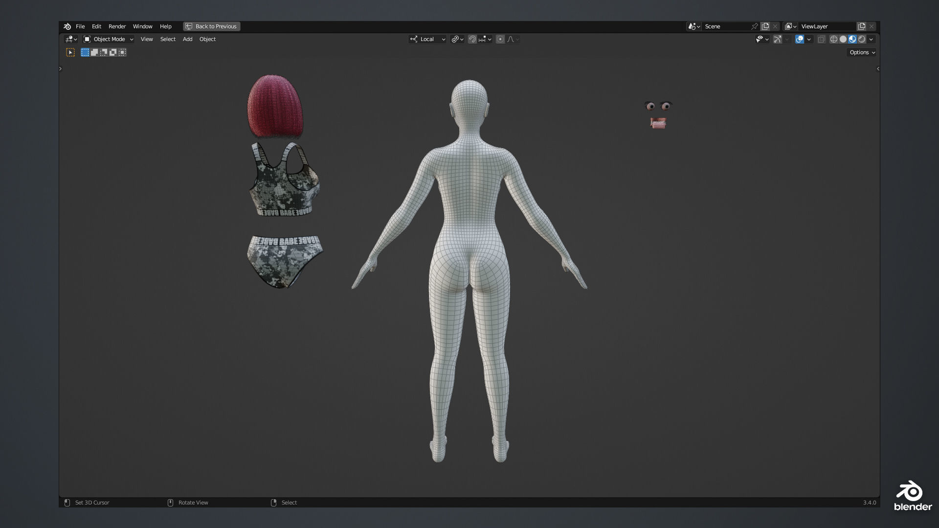 Risa - Female Character Base Mesh Version 1 Low-poly 3D model_8