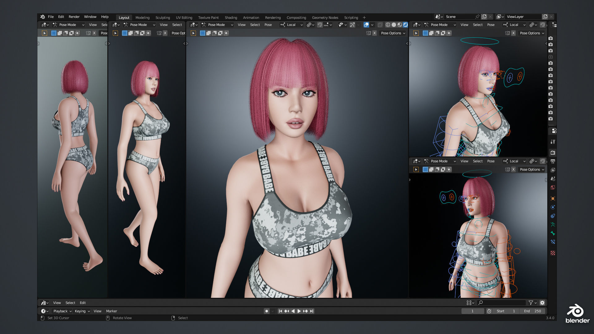 Risa - Female Character Base Mesh Version 1 Low-poly 3D model_4