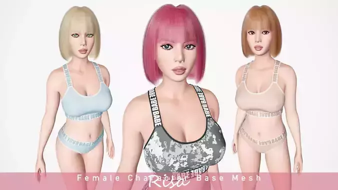 Risa - Female Character Base Mesh Version 1 Low-poly 3D model