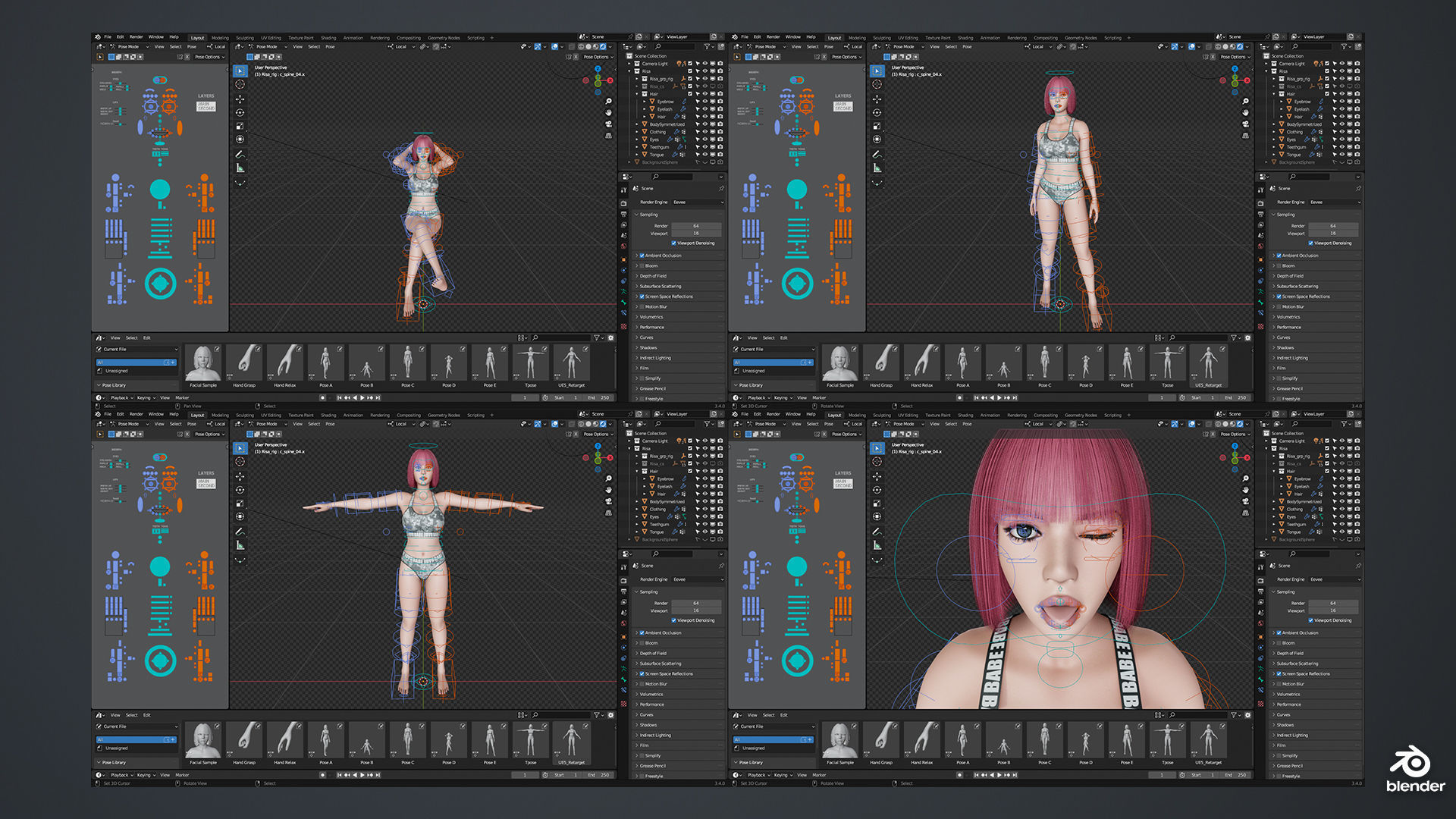 Risa - Female Character Base Mesh Version 1 Low-poly 3D model_6