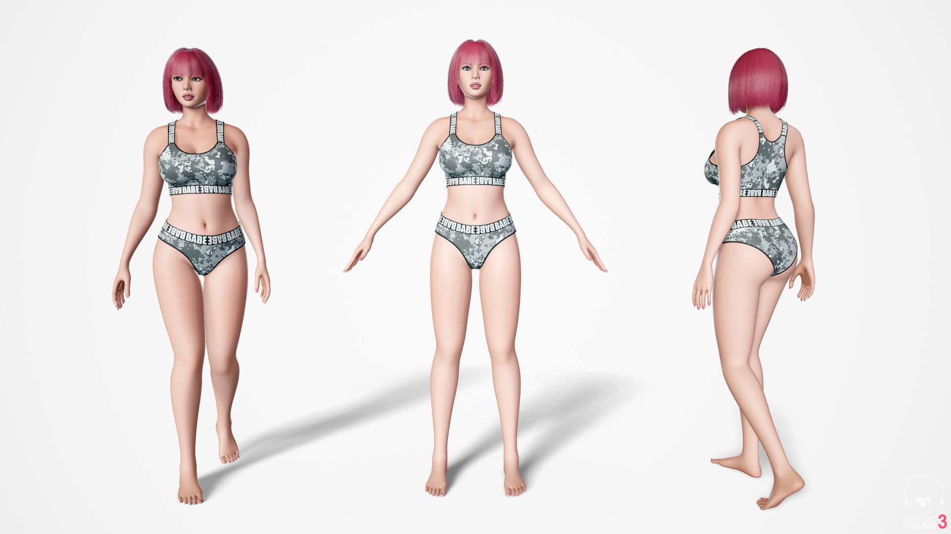 Risa - Female Character Base Mesh Version 1 Low-poly 3D model_3
