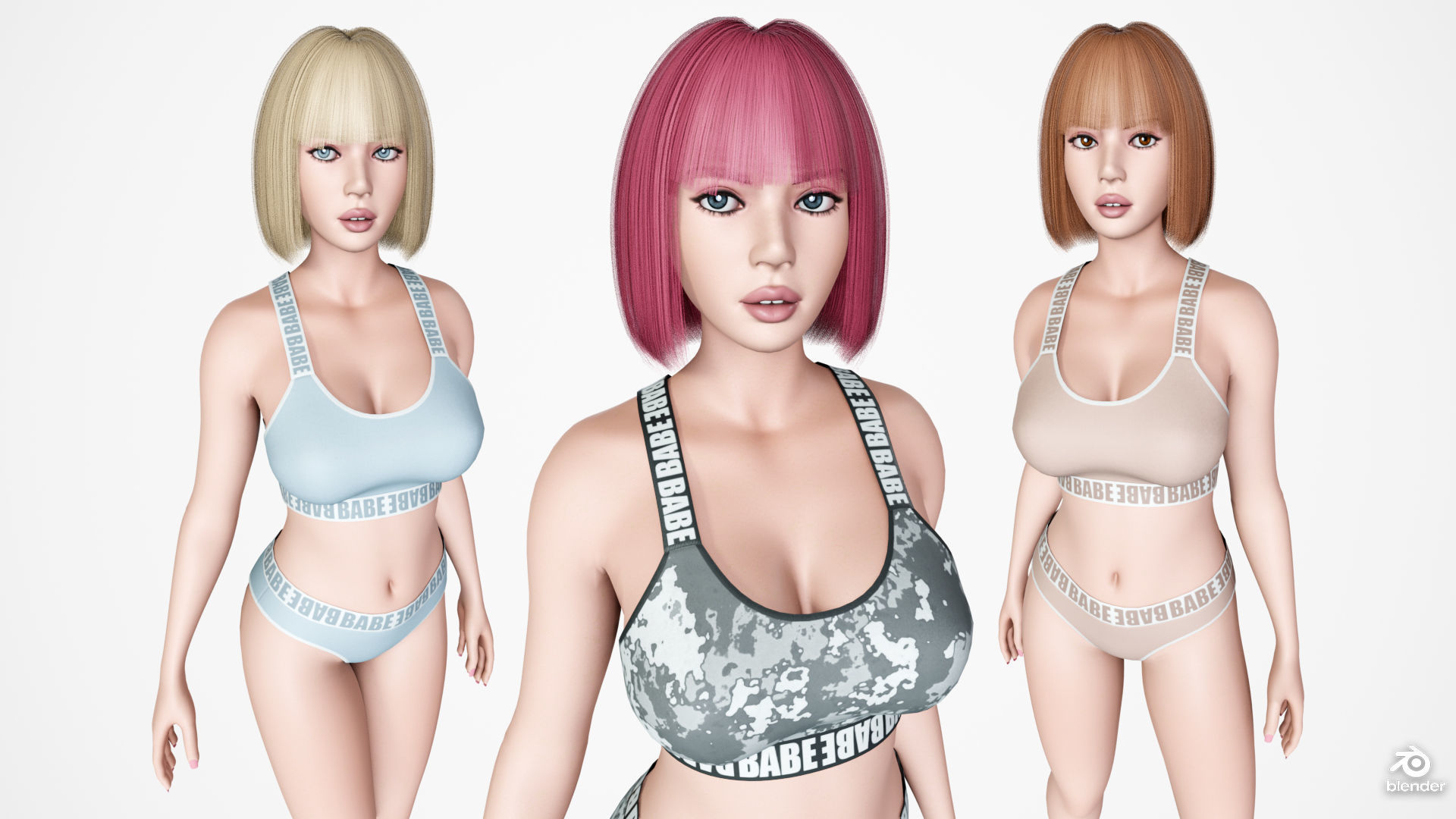 Risa - Female Character Base Mesh Version 1 Low-poly 3D model_12
