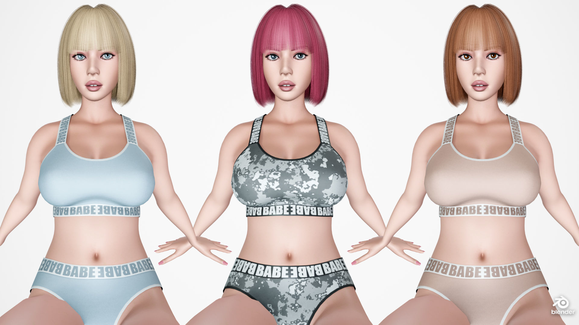 Risa - Female Character Base Mesh Version 1 Low-poly 3D model_13
