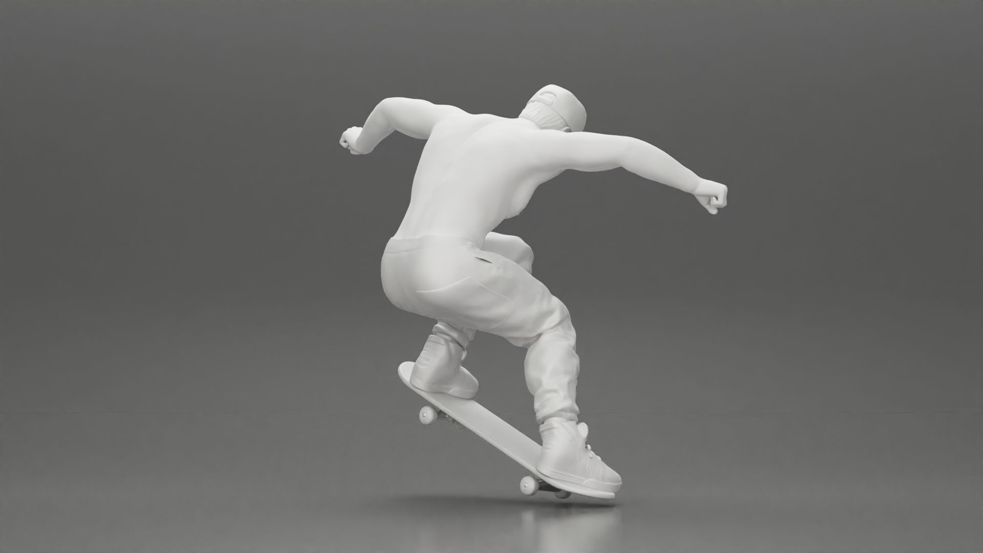 Man in cap jumping on skateboard 3D print model_15
