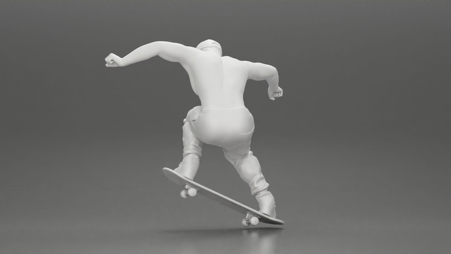 Man in cap jumping on skateboard 3D print model_16
