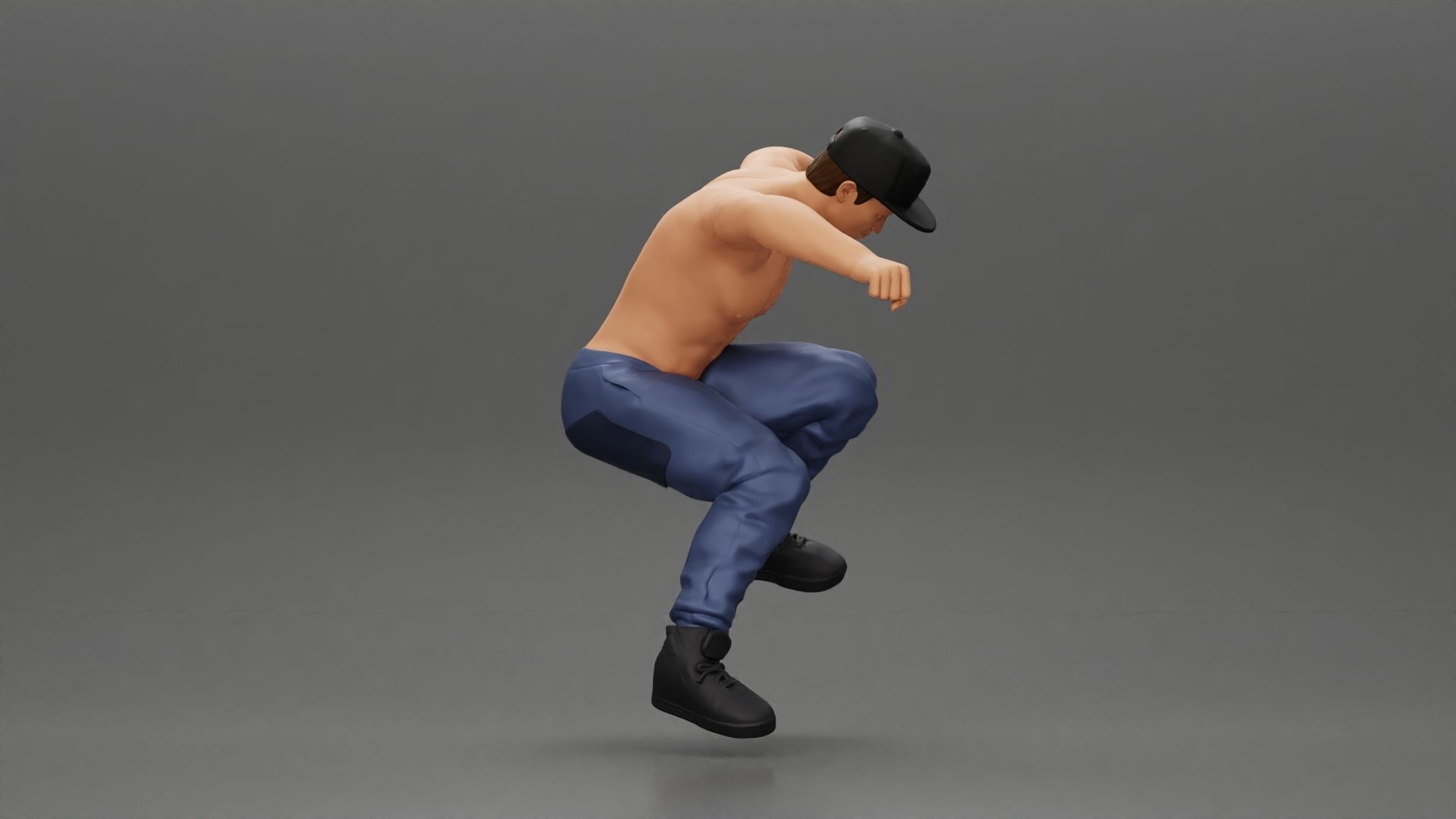 Man in cap jumping on skateboard 3D print model_8