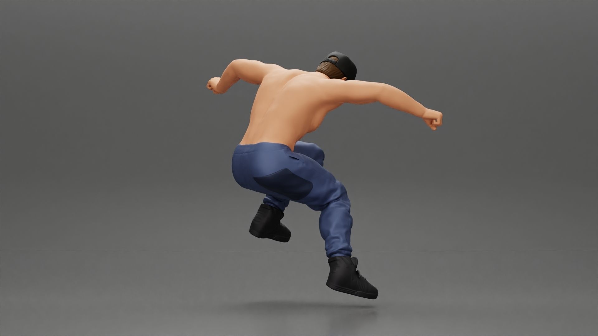Man in cap jumping on skateboard 3D print model_9