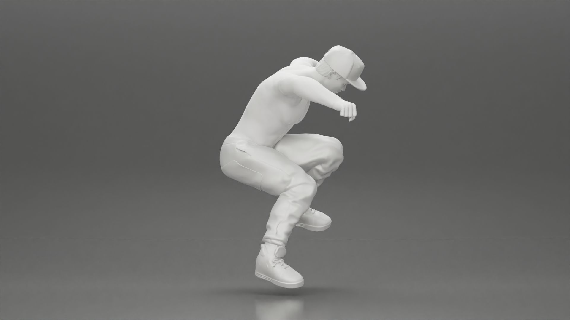 Man in cap jumping on skateboard 3D print model_20