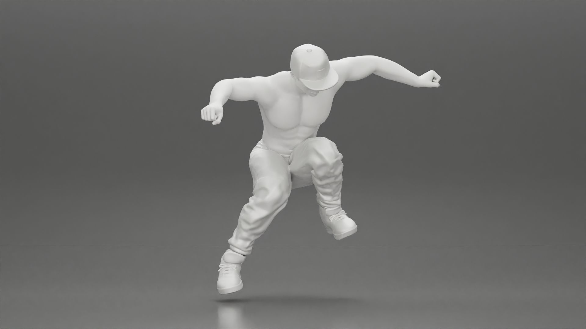 Man in cap jumping on skateboard 3D print model_19