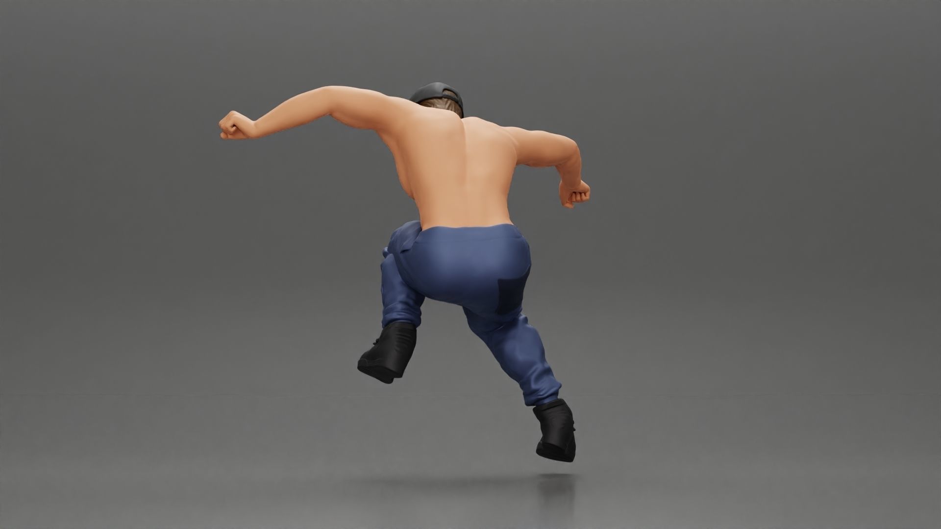 Man in cap jumping on skateboard 3D print model_10