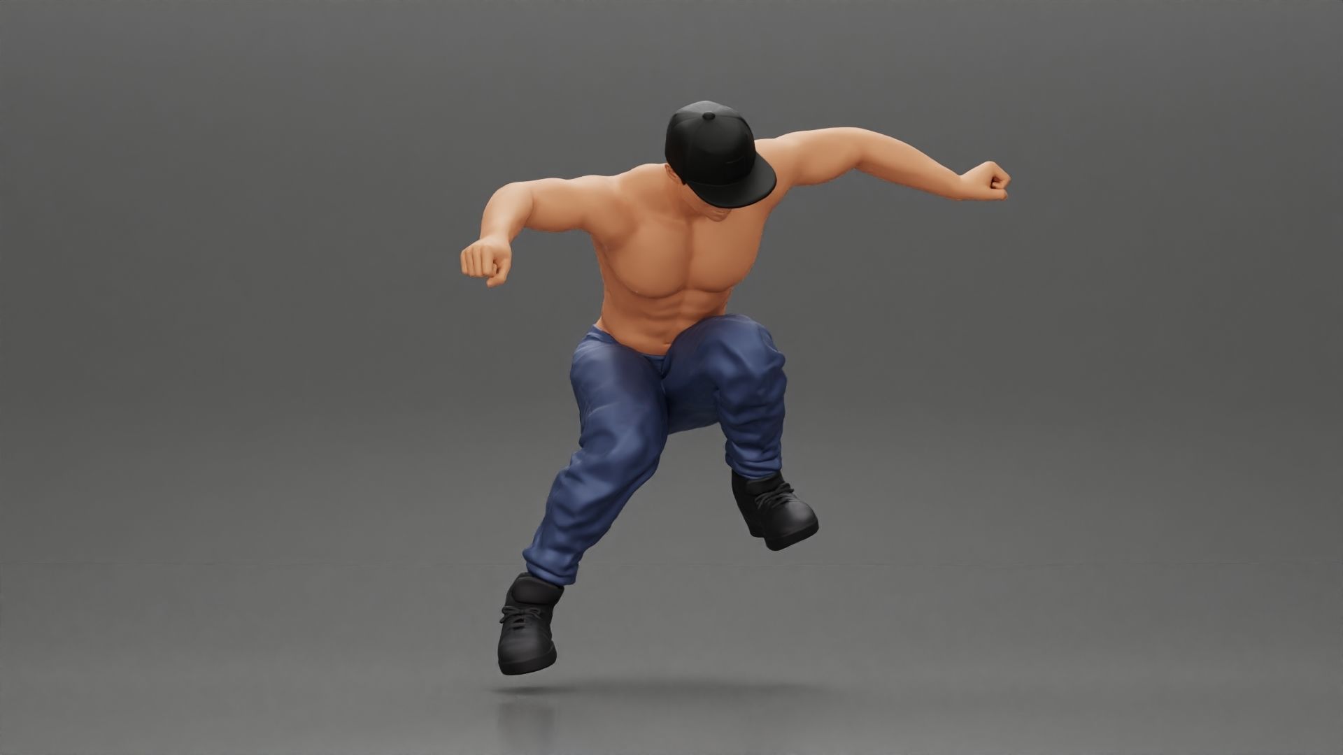 Man in cap jumping on skateboard 3D print model_7