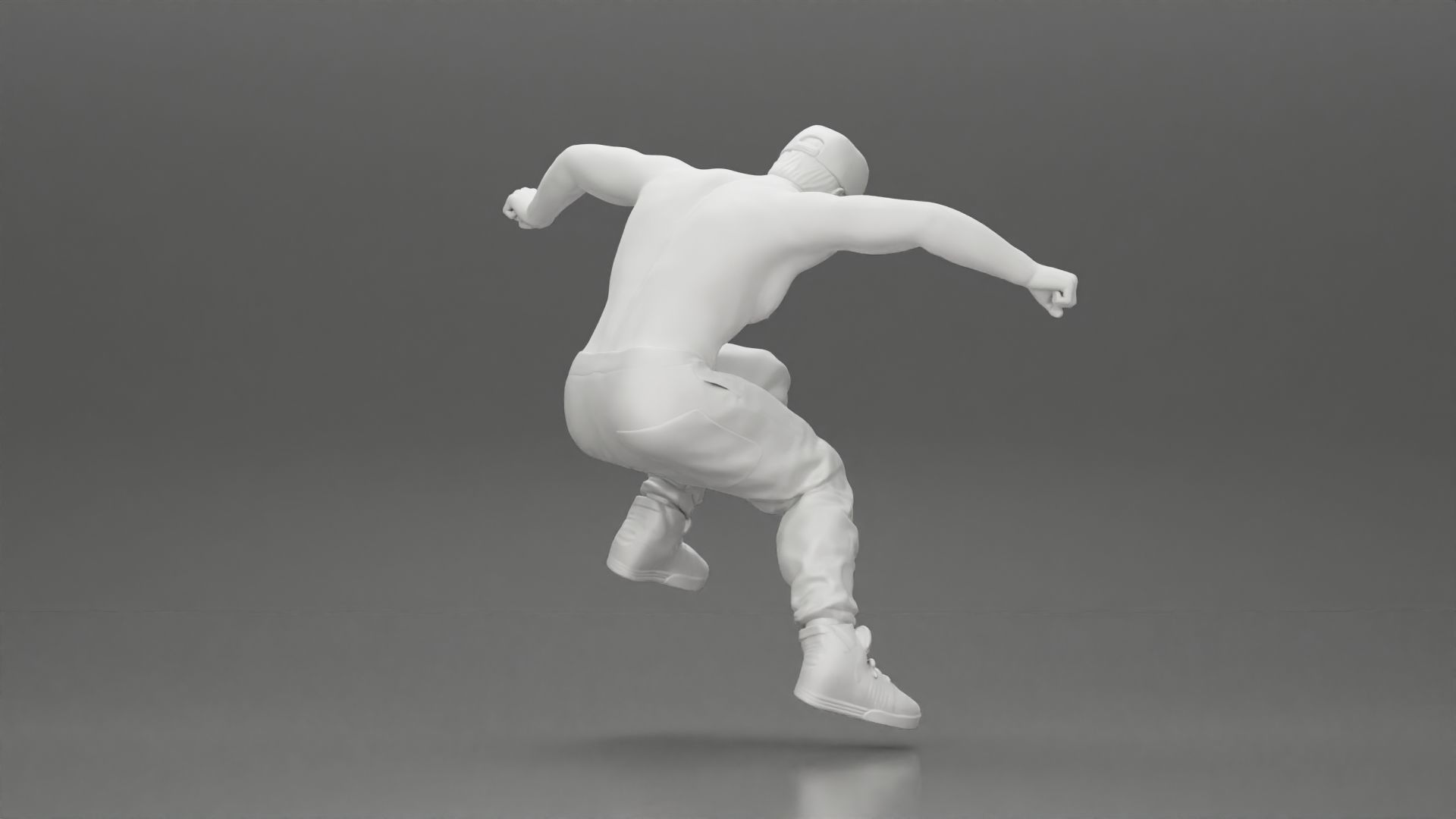 Man in cap jumping on skateboard 3D print model_21