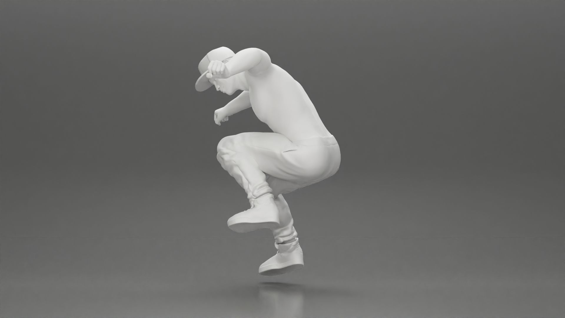 Man in cap jumping on skateboard 3D print model_23