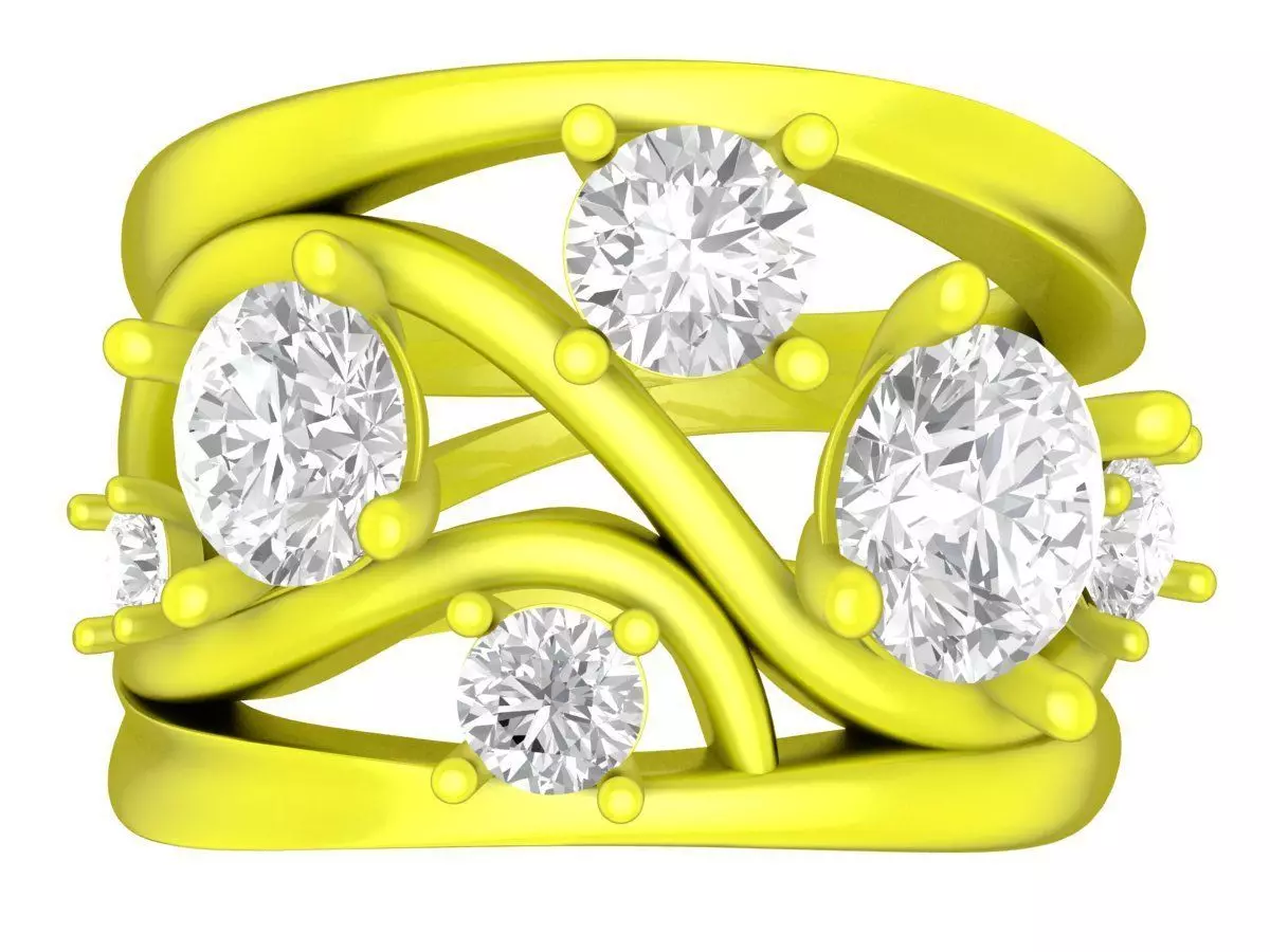 Luxury Multi Round Diamond Wave Ring for Women 6931 3D print model
