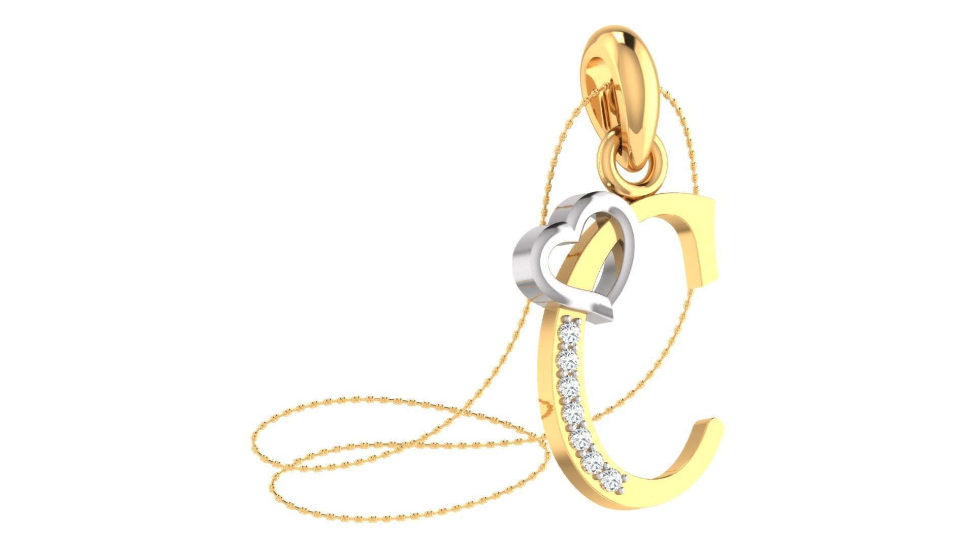 C letter pendent 3D print model_2