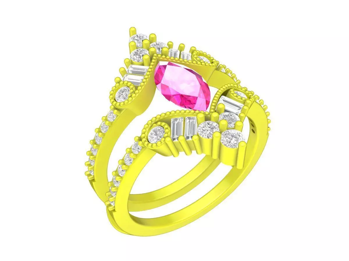 Luxury Marquise Pink Gemstone Diamond Ring for Women 6932 3D print model