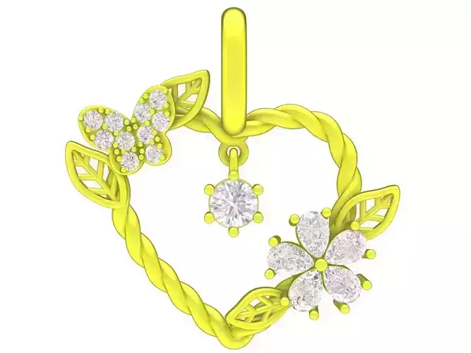 6933 Diamond Butterfly Flower Heart Pendant