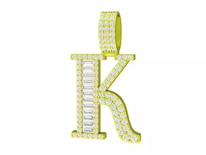 6934 Diamond K letter Pendant 