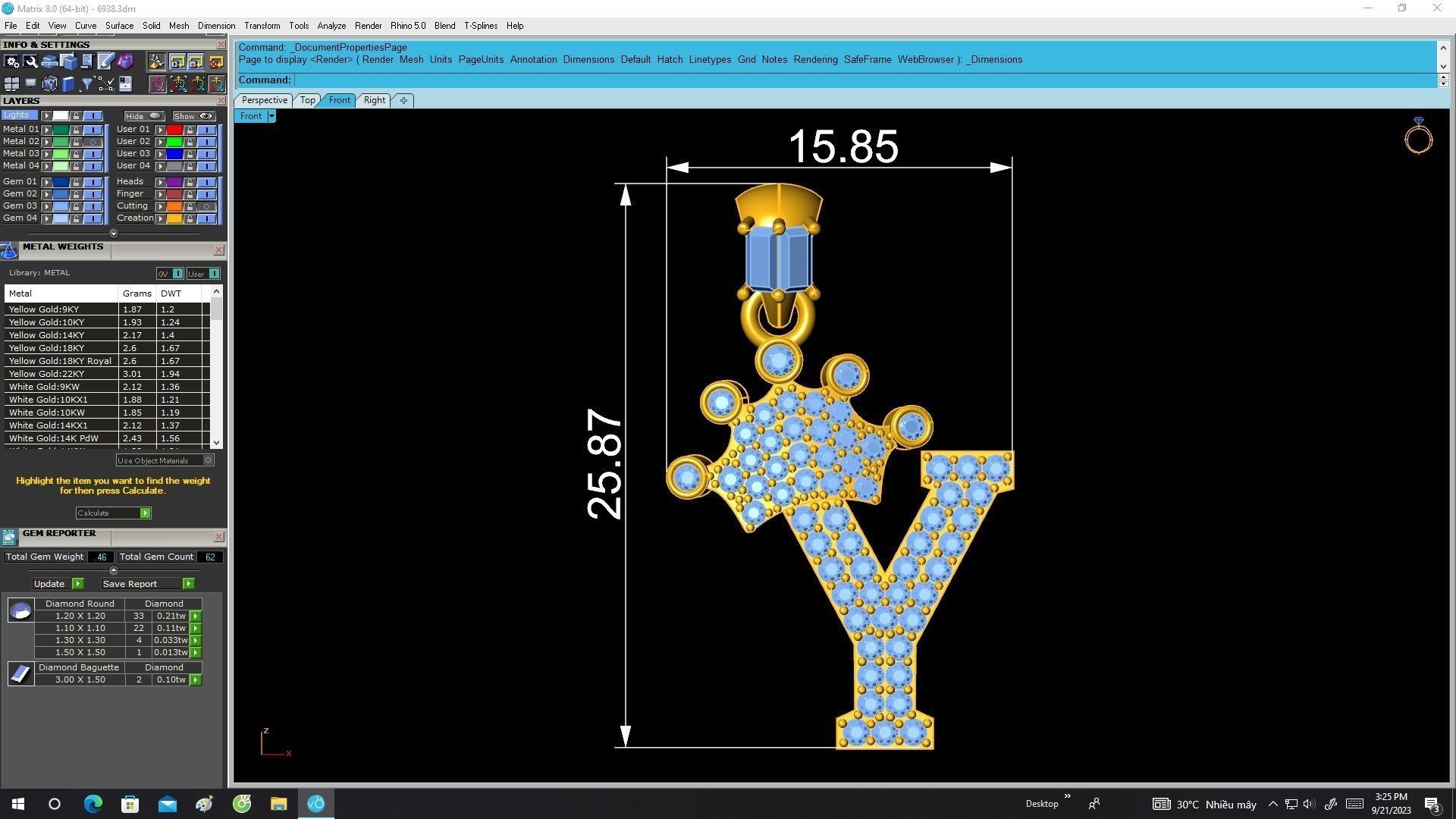 6938 Diamond Crown Y Letter Pendant 3D print model_6