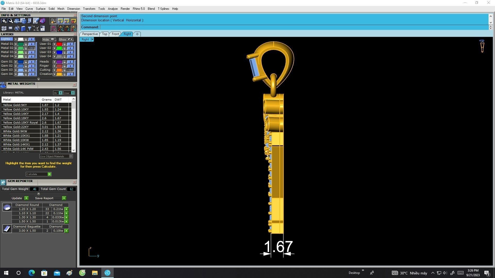 6938 Diamond Crown Y Letter Pendant 3D print model_7