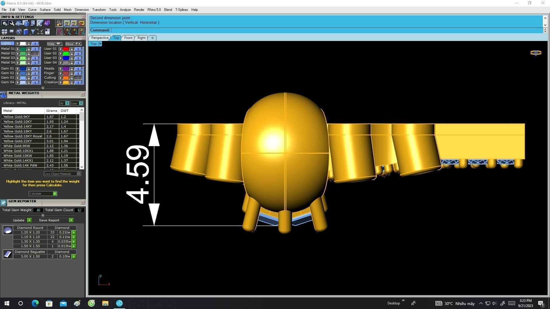 6938 Diamond Crown Y Letter Pendant 3D print model_5