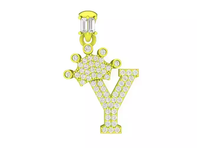 6938 Diamond Crown Y Letter Pendant