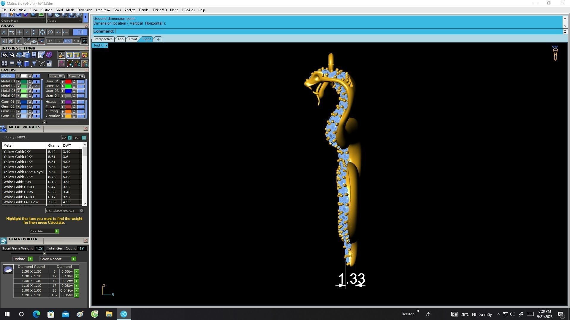 6943 Diamond Snake Croba Pendant 3D print model_8