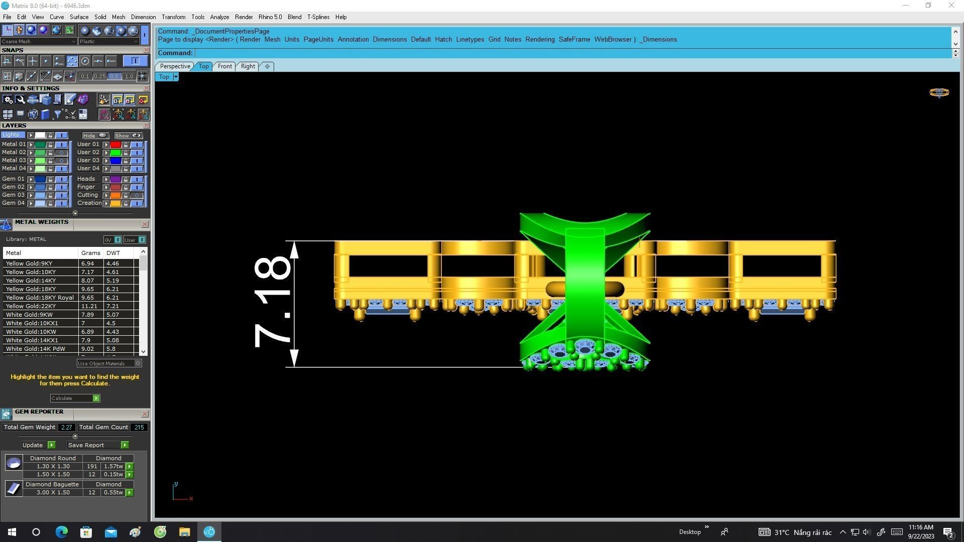 6946 Fashion Diamond Cross Pendant 3D print model_5