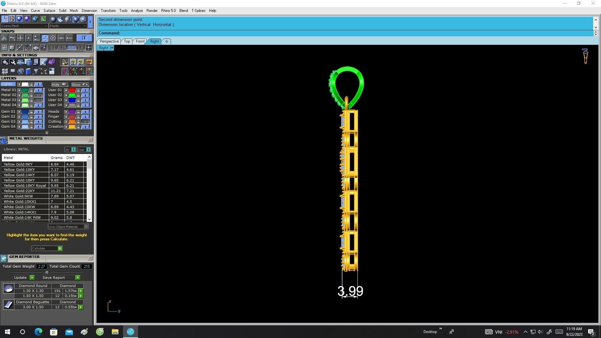 6946 Fashion Diamond Cross Pendant 3D print model_7