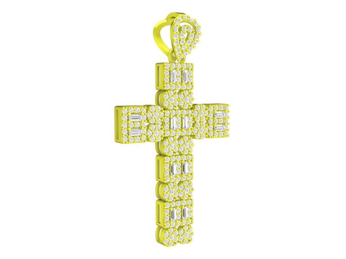 6946 Fashion Diamond Cross Pendant 3D print model_3