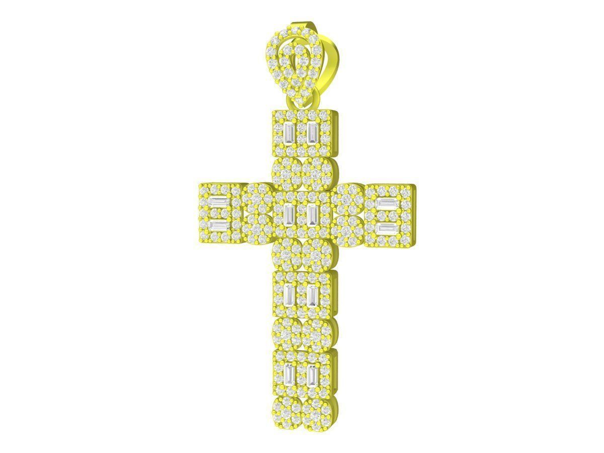 6946 Fashion Diamond Cross Pendant 3D print model_1