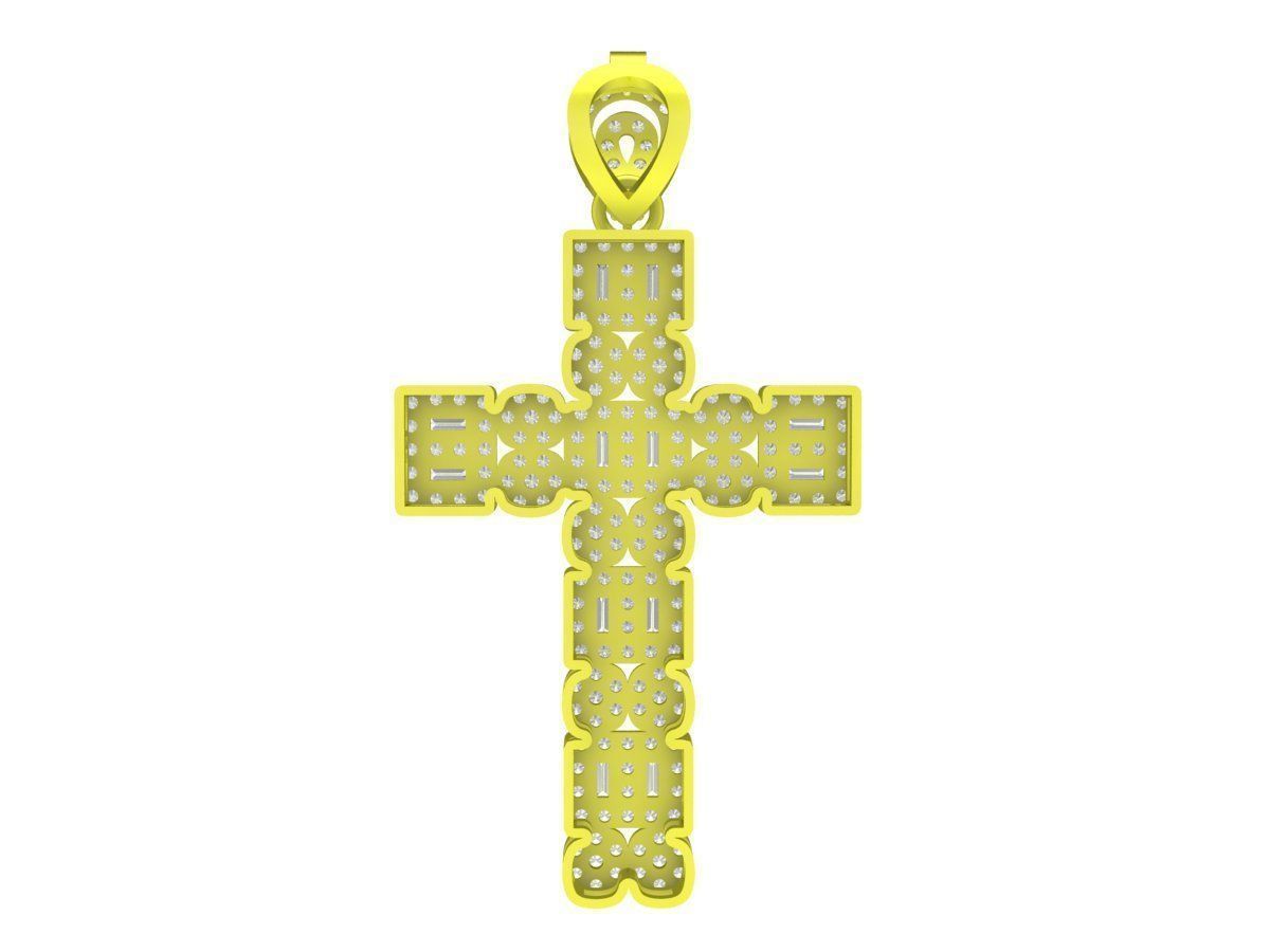 6946 Fashion Diamond Cross Pendant 3D print model_4
