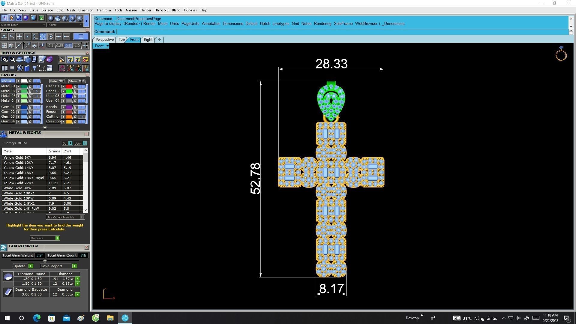 6946 Fashion Diamond Cross Pendant 3D print model_6