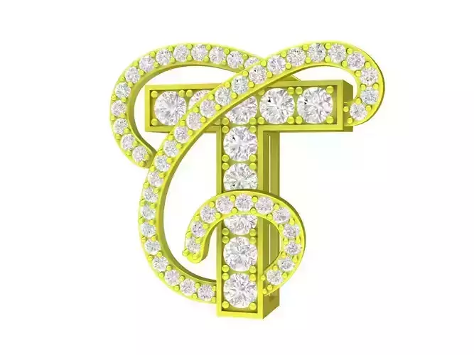 6950 Diamond T in T letter pendant