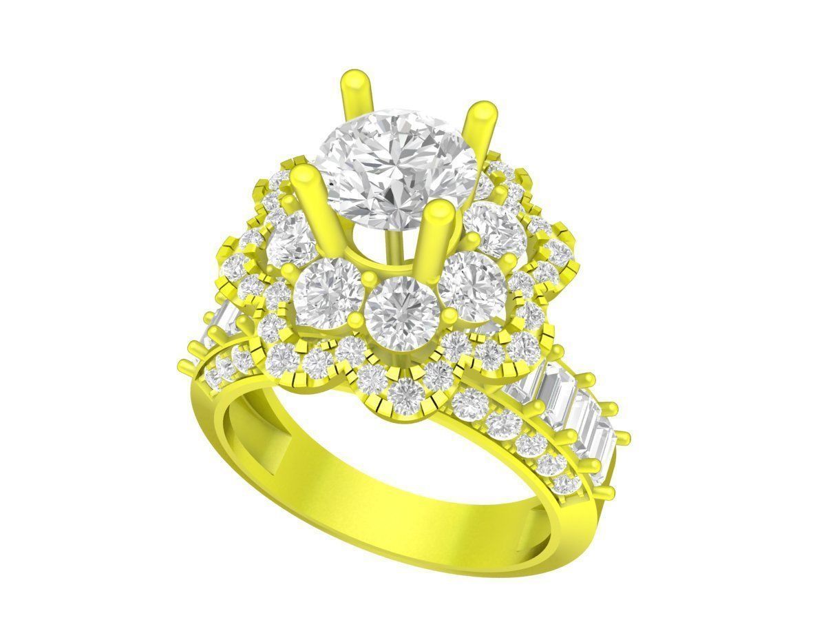6954 hongkong flower diamond women ring  3D print model_1