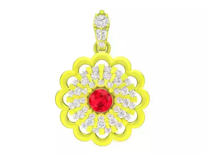 6959 hongkong flower diamond women pendant 