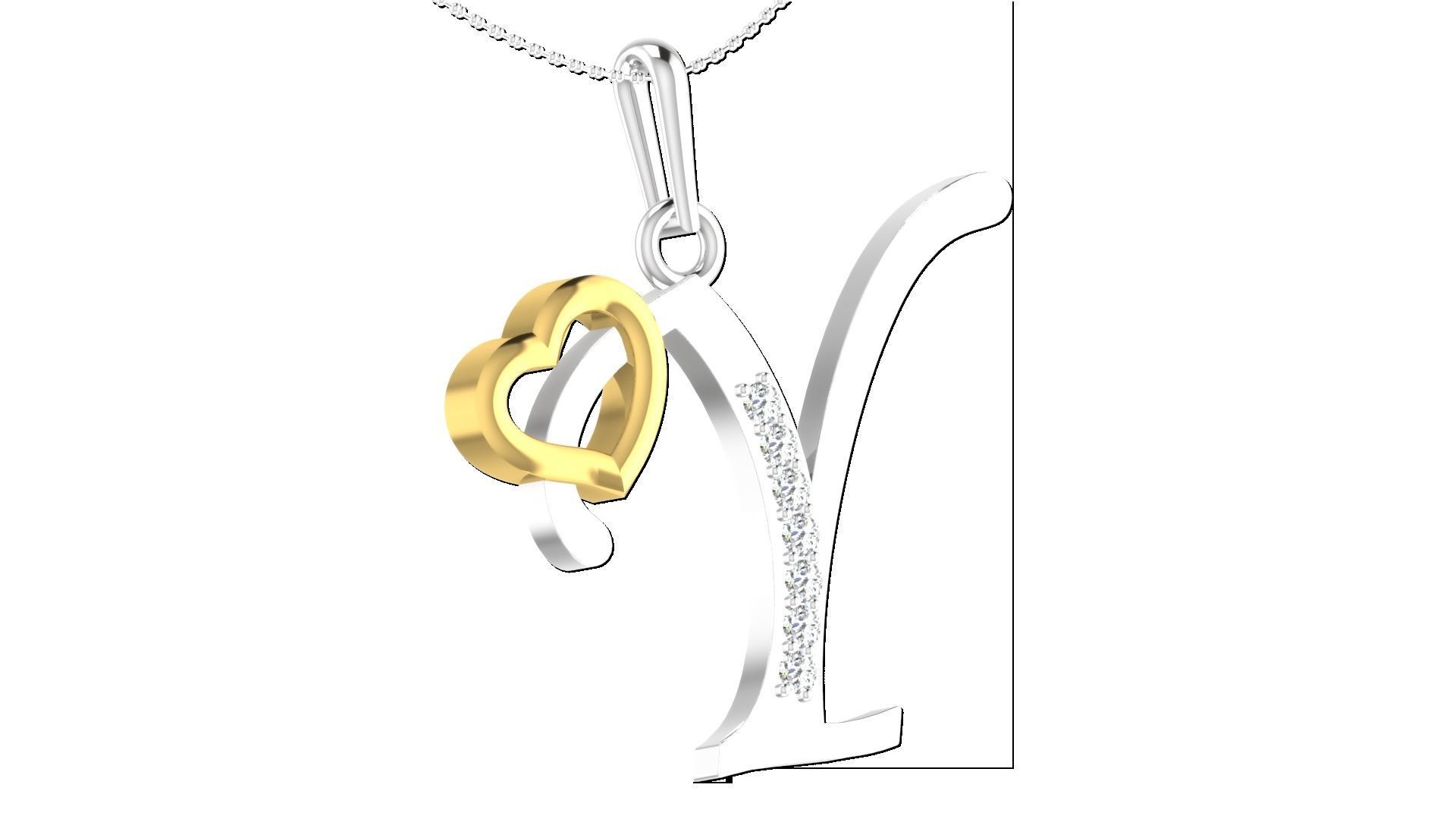 Y letter pendent 3D print model_3