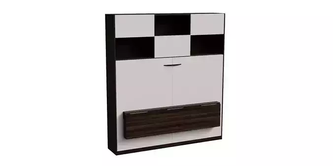 White Cabinet Brown Walnut Drawers Wall Bed Closed