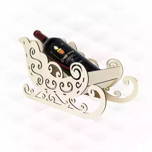 Christmas sleigh wine holder laser cutting design 3D print model Christmas sleigh wine holder laser cutting design 3D print model