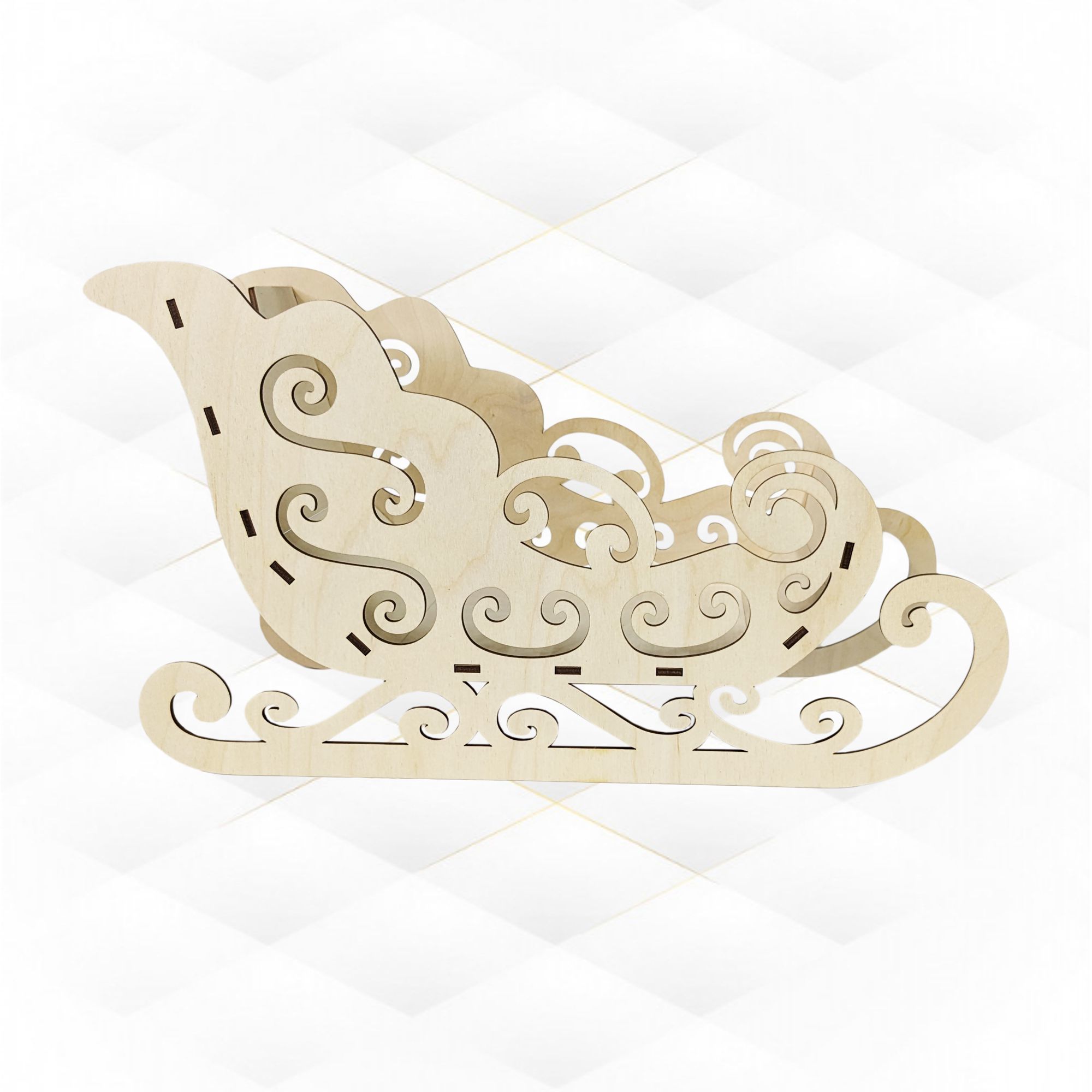 Christmas sleigh wine holder laser cutting design 3D print model_3