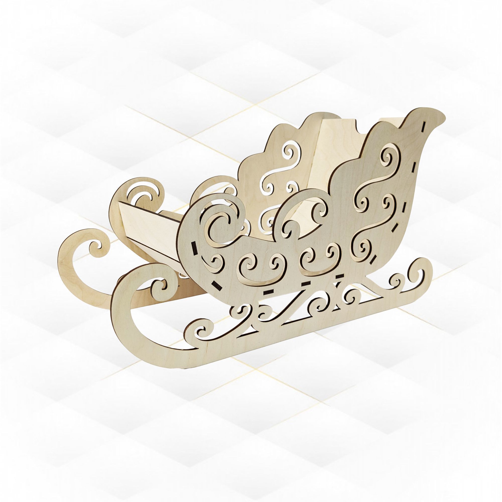 Christmas sleigh wine holder laser cutting design 3D print model_4