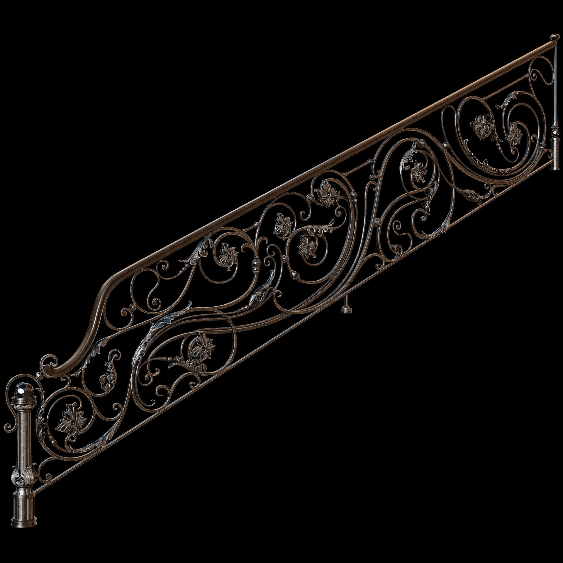 stair railing forging classic 3D model_3