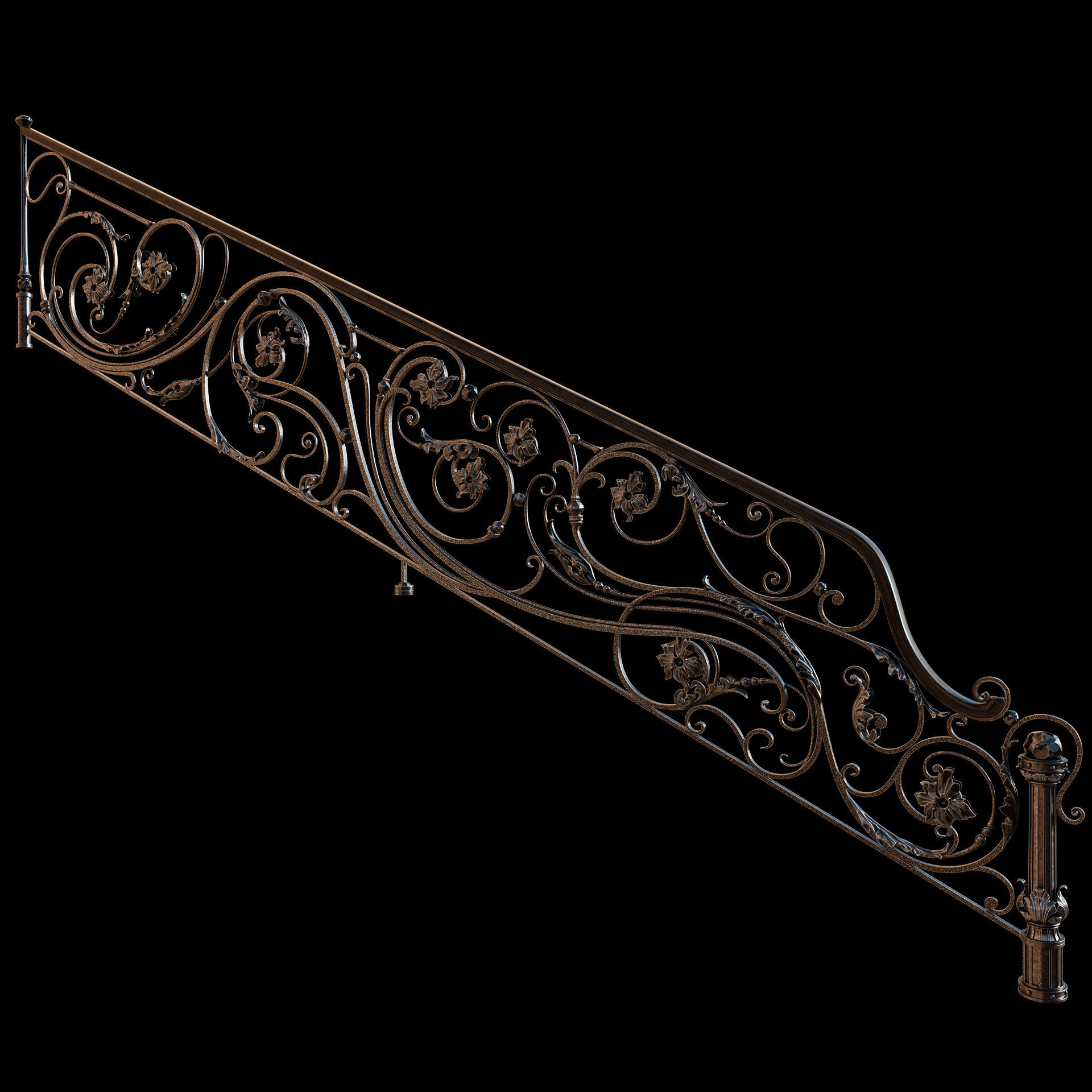 stair railing forging classic 3D model_4