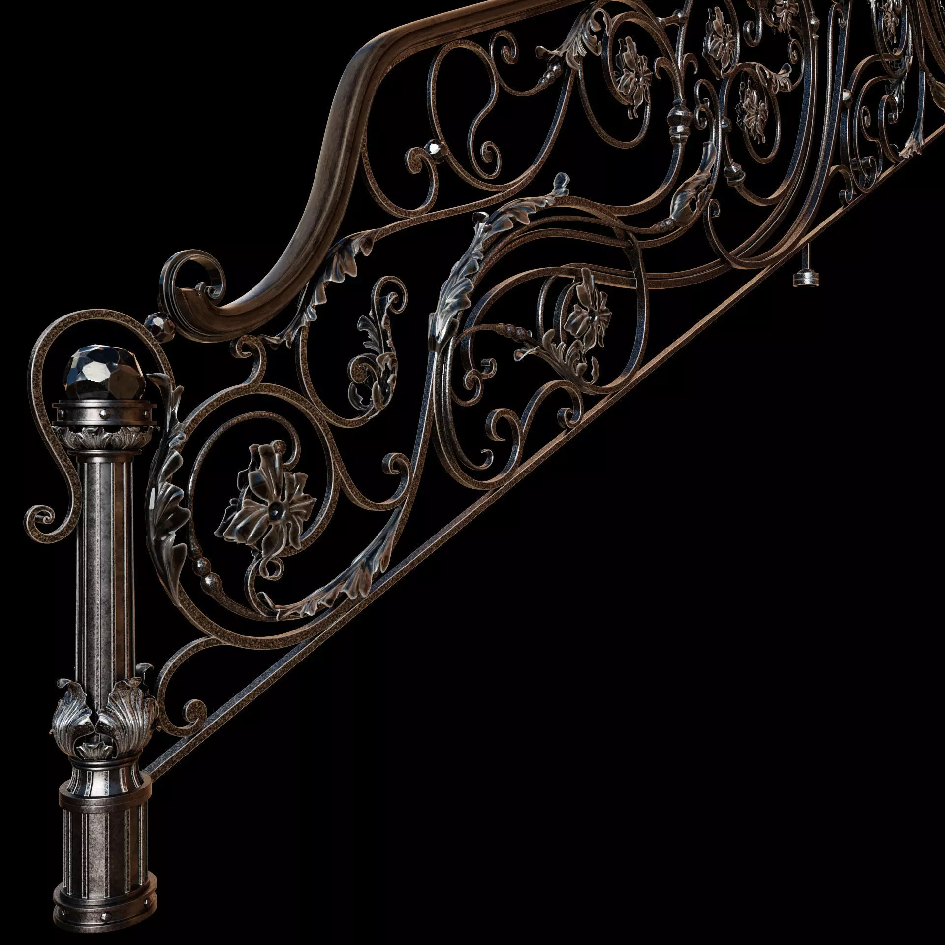 stair railing forging classic 3D model_0