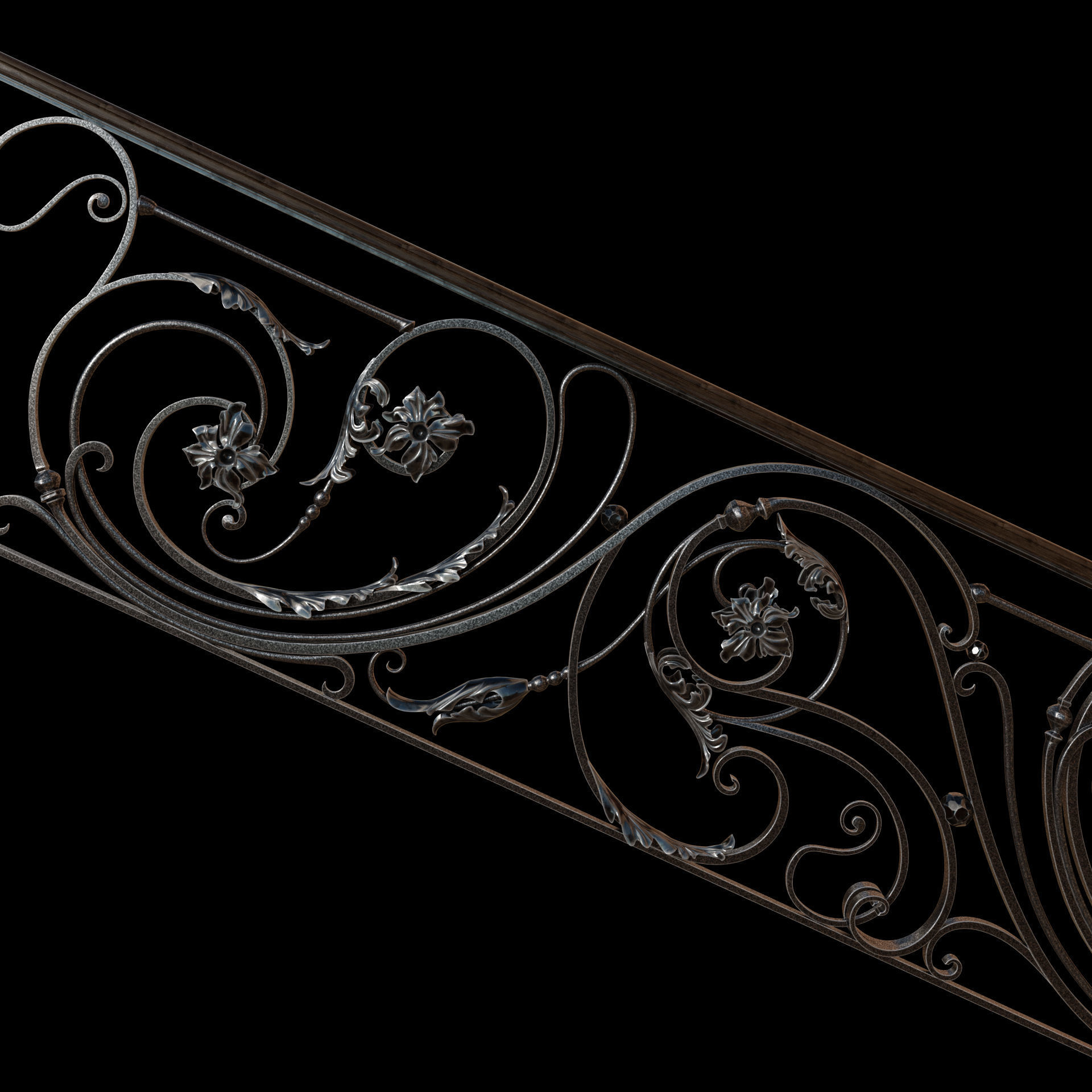 stair railing forging classic 3D model_2