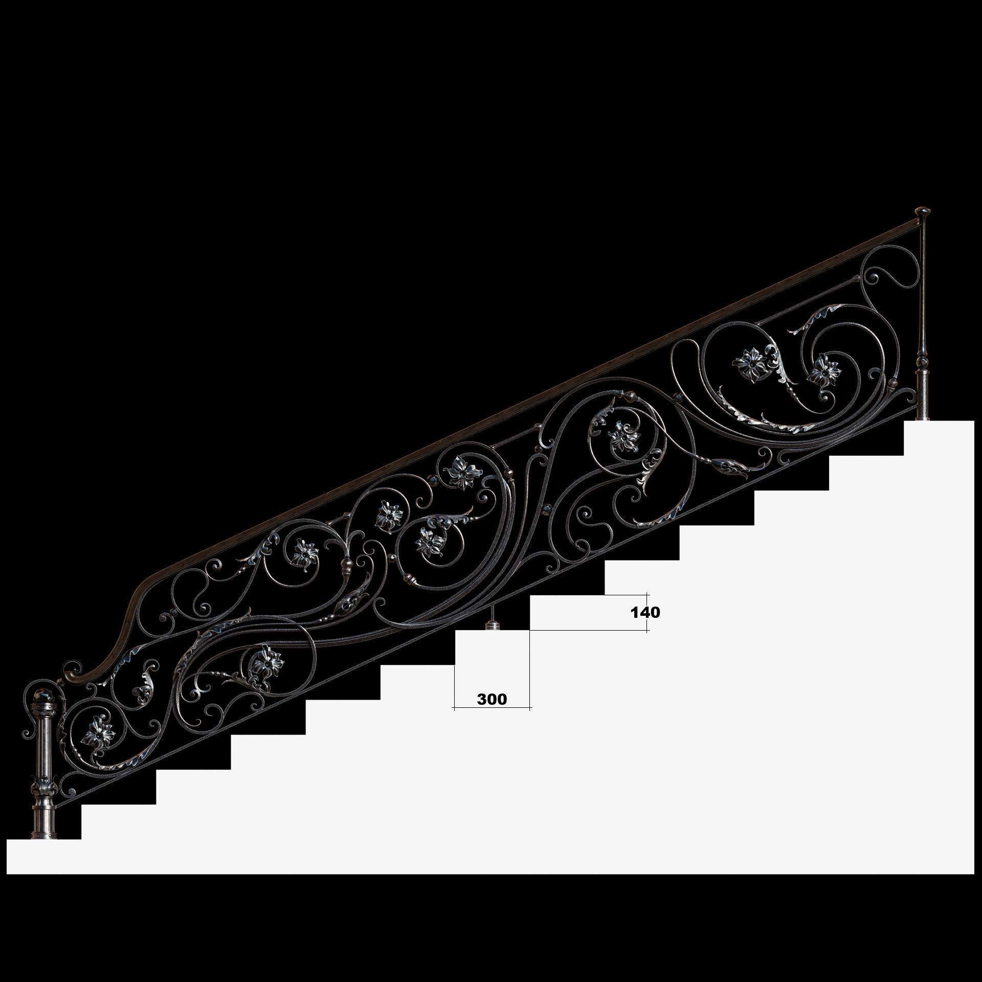 stair railing forging classic 3D model_6