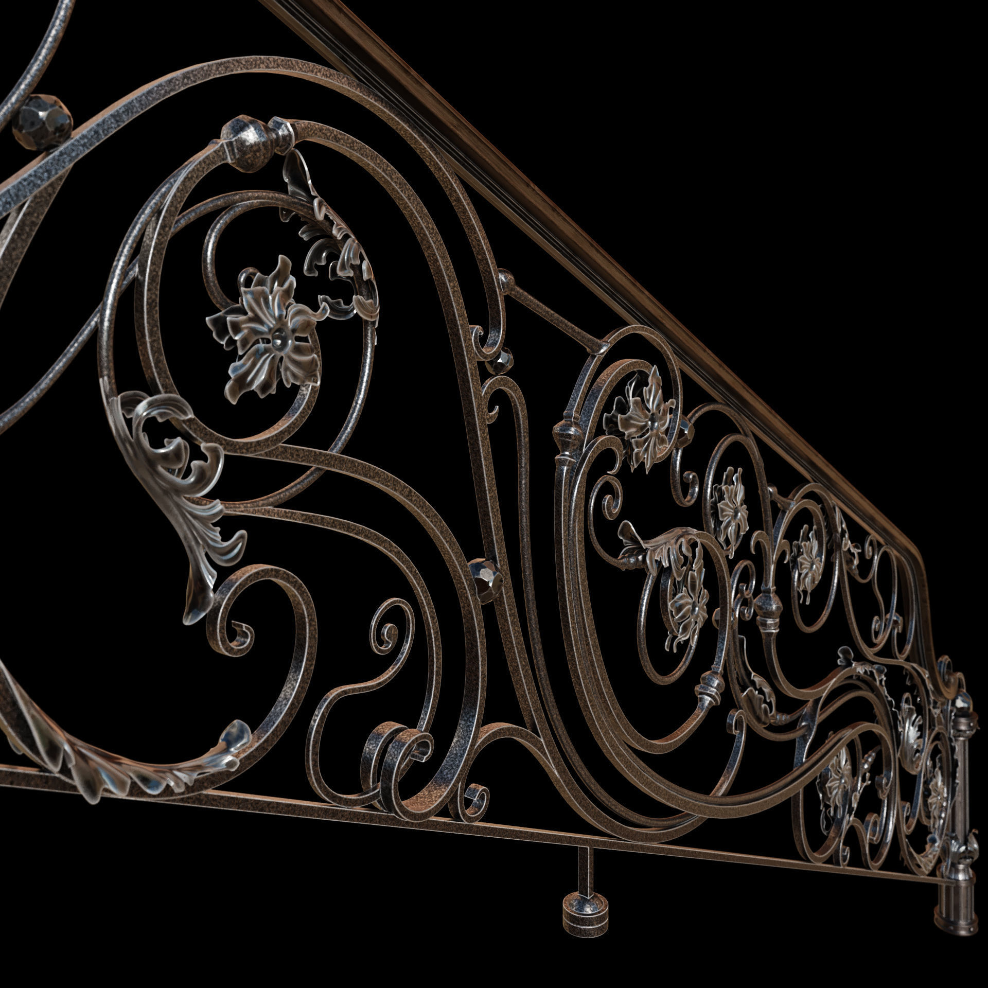 stair railing forging classic 3D model_5