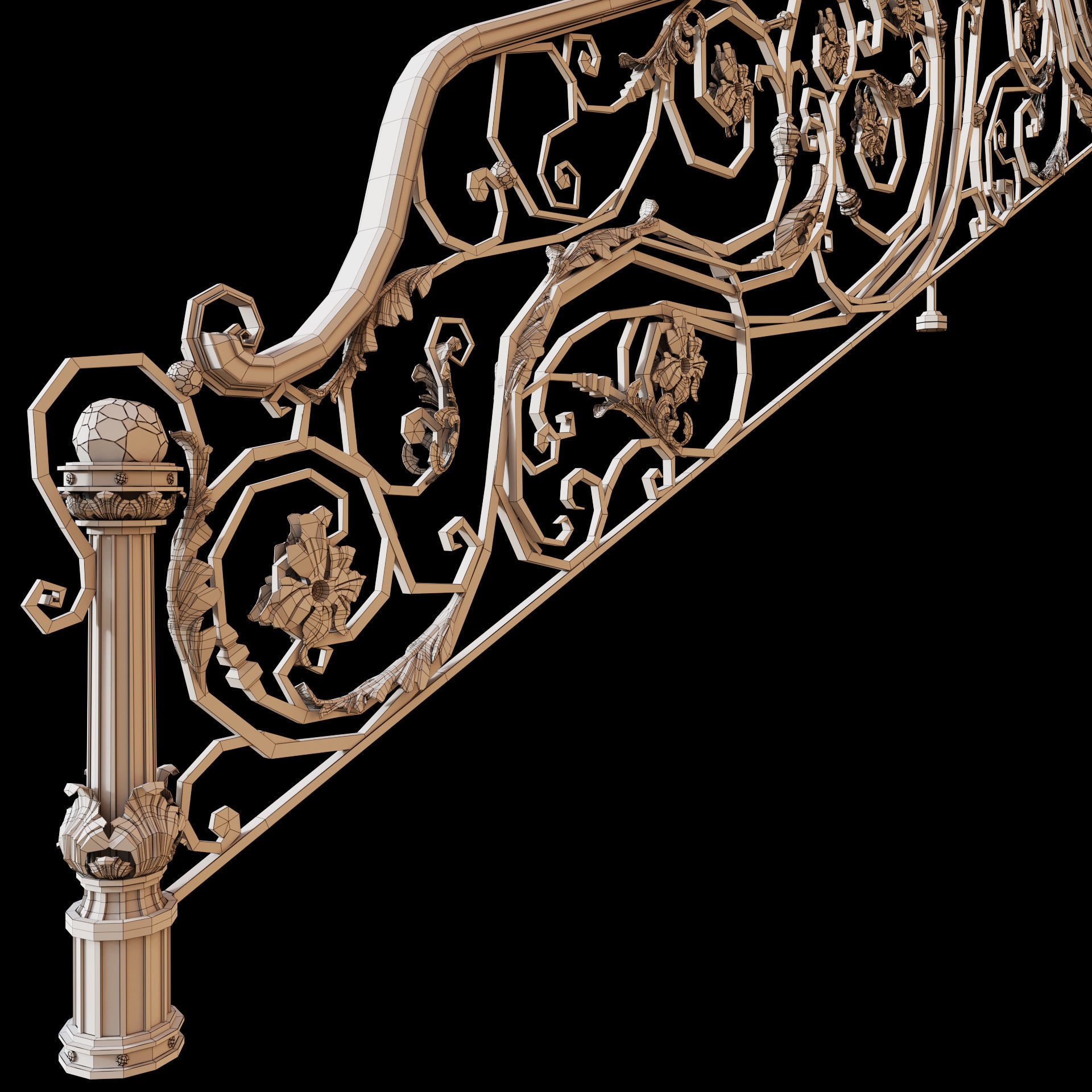stair railing forging classic 3D model_1